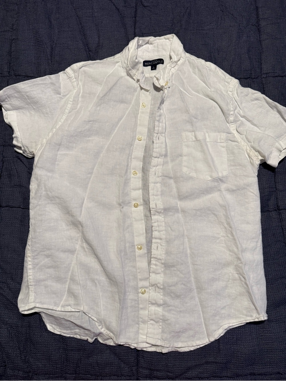 J. Crew White Short-Sleeve Linen Button-Down Shirt